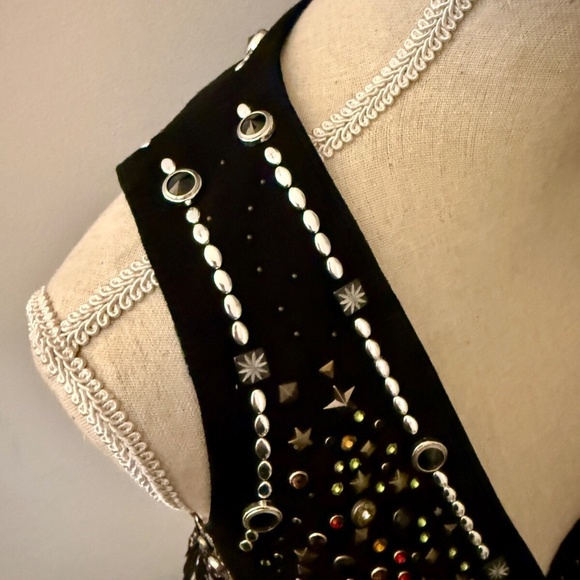 ETRO Suede Fringe Jeweled Biker Vest RARE 40 - Picture 8 of 10